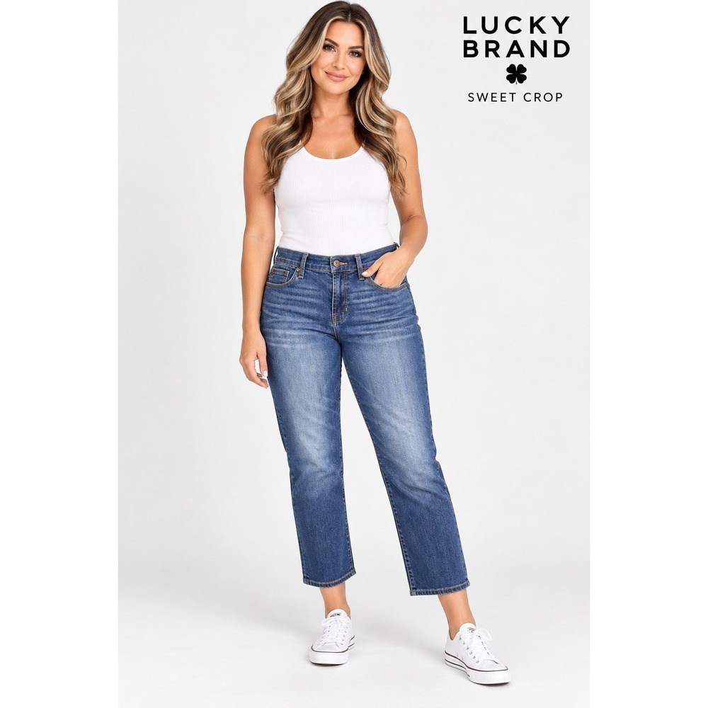 Lucky Brand Sweet Crop Jeans Womens 12/31 Blue Stretch Denim Cropped Straight